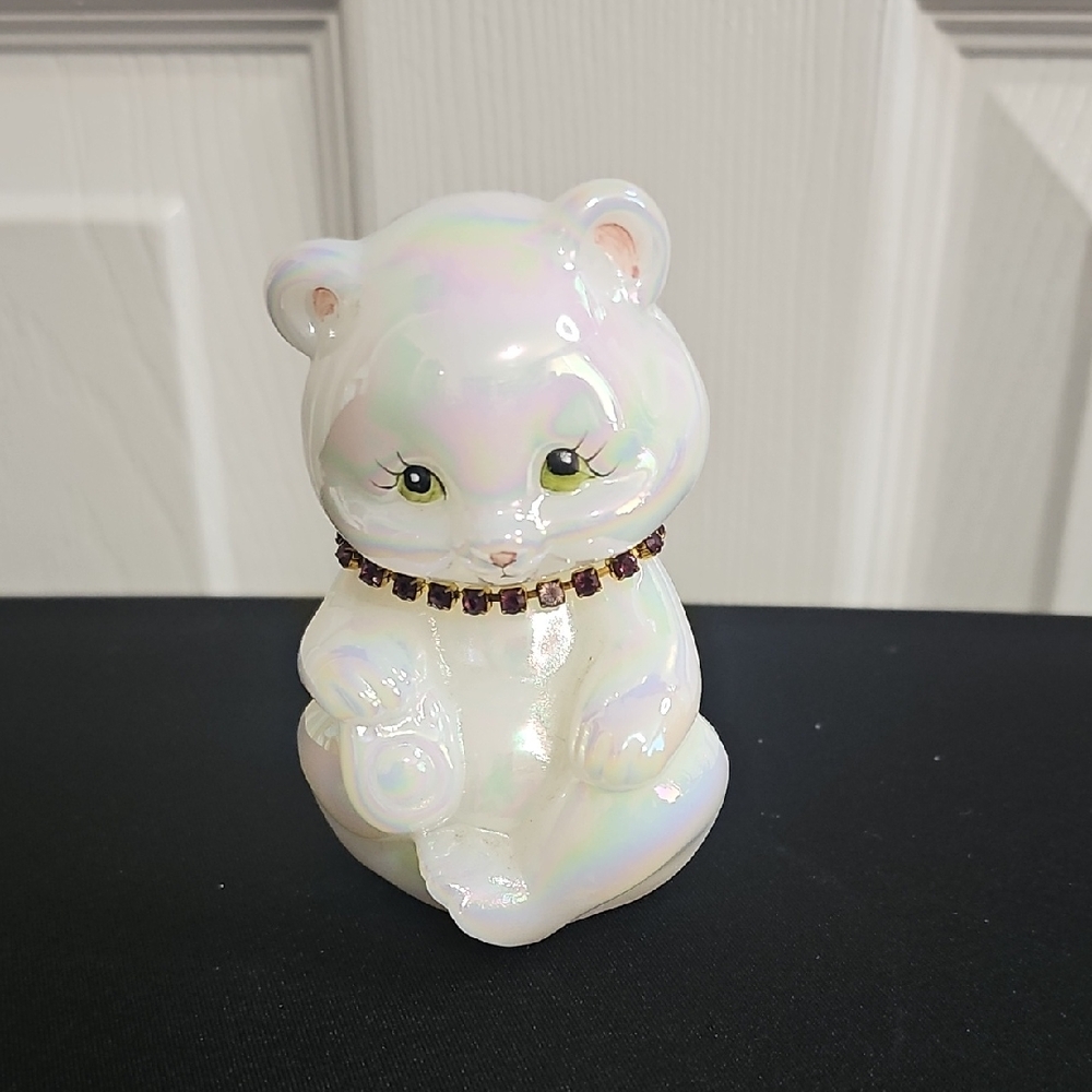 Iridescent‎ Fenton February Birthday Bear Figurine